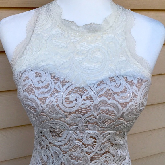 White lace formal cocktail dress size 5 - Picture 5 of 11